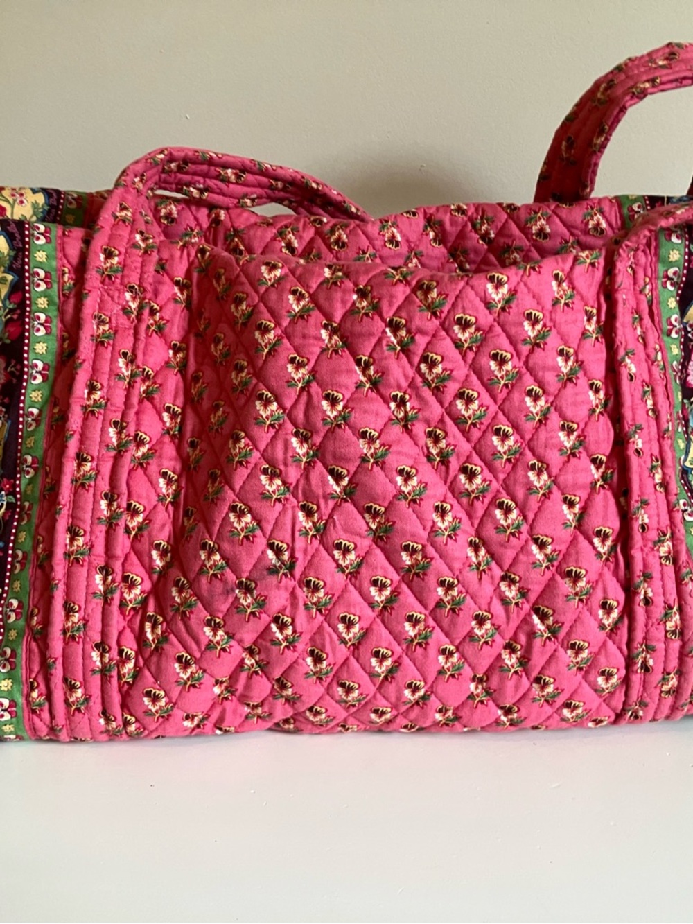 Vintage Vera Bradley Pink Pansy Duffle Bag - Picture 10 of 11